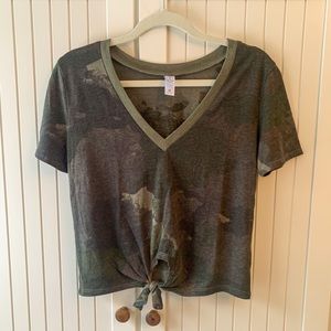 Camo T-Shirt with Tie-Front Detail